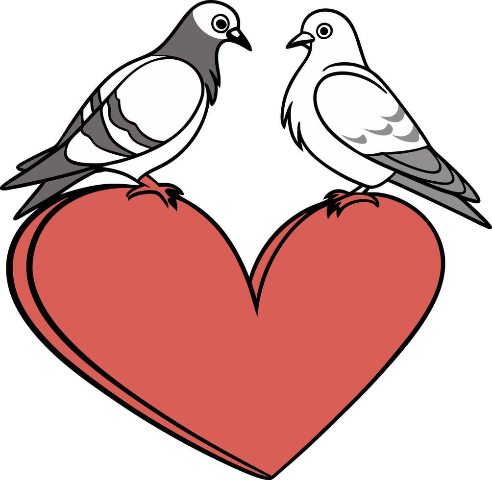 A red heart with Doves vector