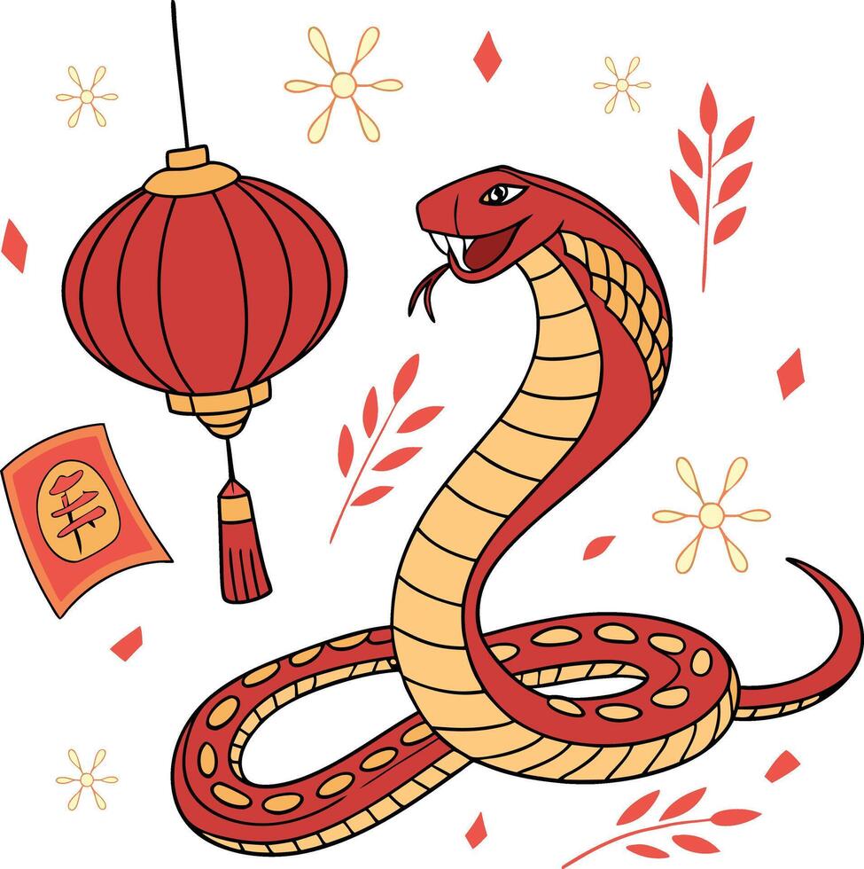 New Year 2025, year of the snake vector