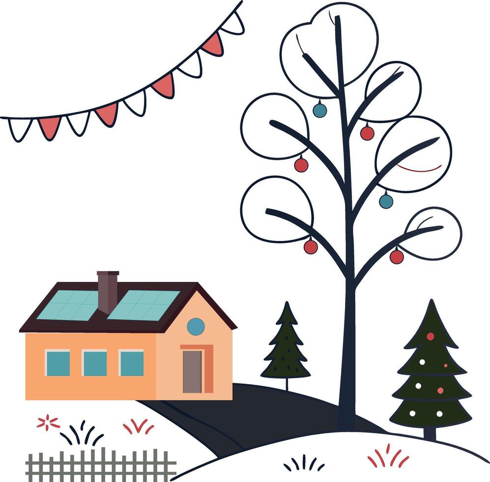 A cute Christmas village vector