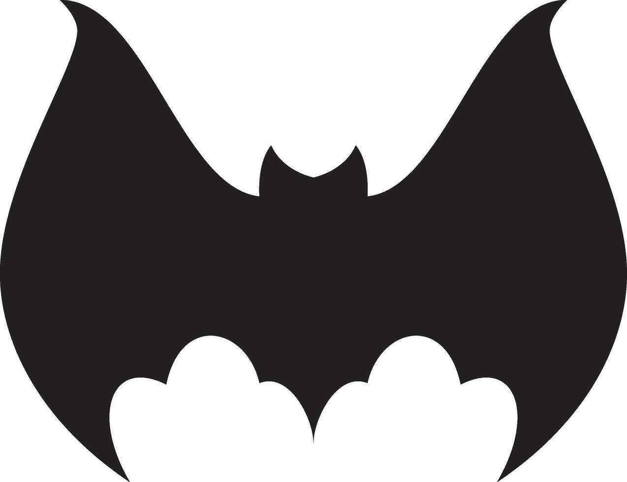 Stylized illustration of a bat silhouette with open wings, creating a dramatic and spooky atmosphere against a white background, perfect for halloween projects vector