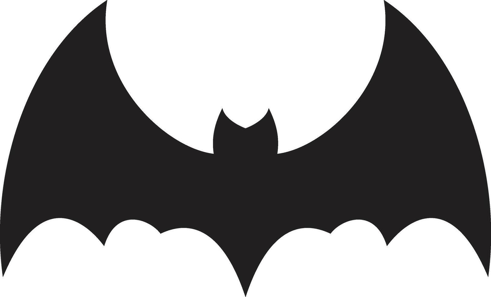 Stylized illustration of a bat featuring open wings, creating a dramatic and ominous atmosphere, perfect for halloween designs or any project evoking mystery and darkness vector