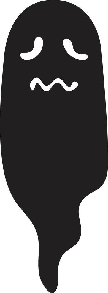 Melting black ghost with sad expression, conveying loneliness and negative emotions, perfect for halloween or expressing feelings vector