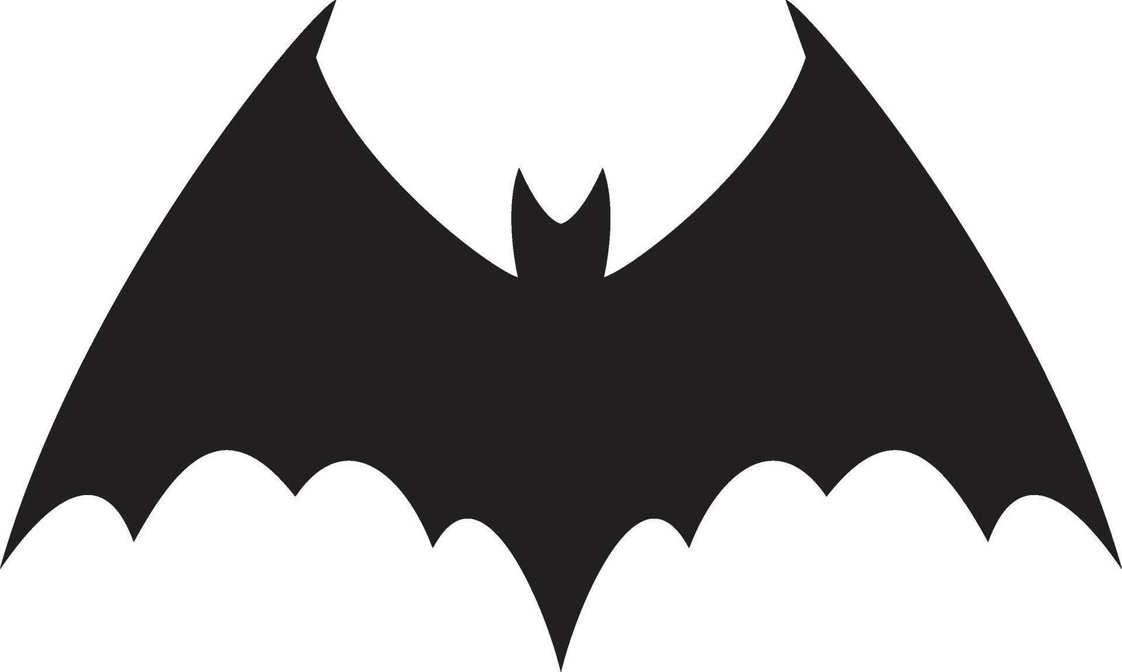 Stylized black bat silhouette spreading its wings, creating a spooky and mysterious atmosphere, perfect for halloween projects or any design needing a touch of darkness vector