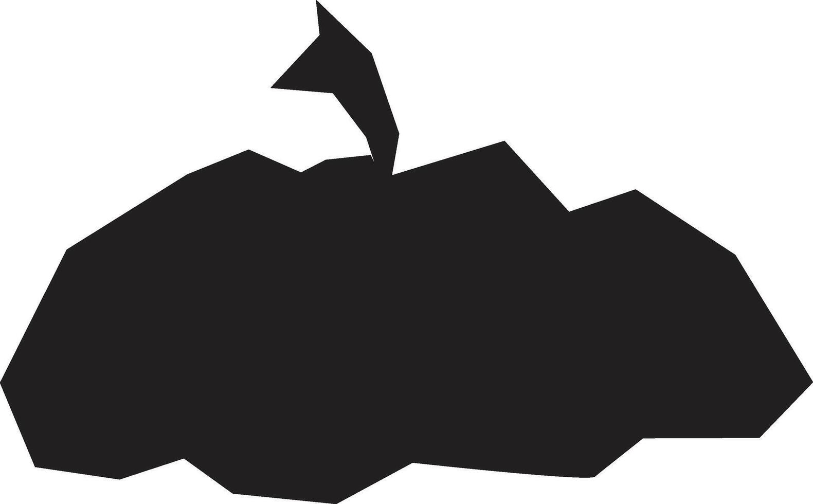 Minimalist illustration of a black pumpkin silhouette, featuring a geometric, low poly design, ideal for halloween themed projects and creating a spooky atmosphere vector