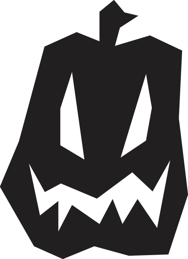 Black and white graphic depicting a stylized halloween pumpkin with a menacing grin, set against a plain white backdrop, perfect for holiday themed projects vector