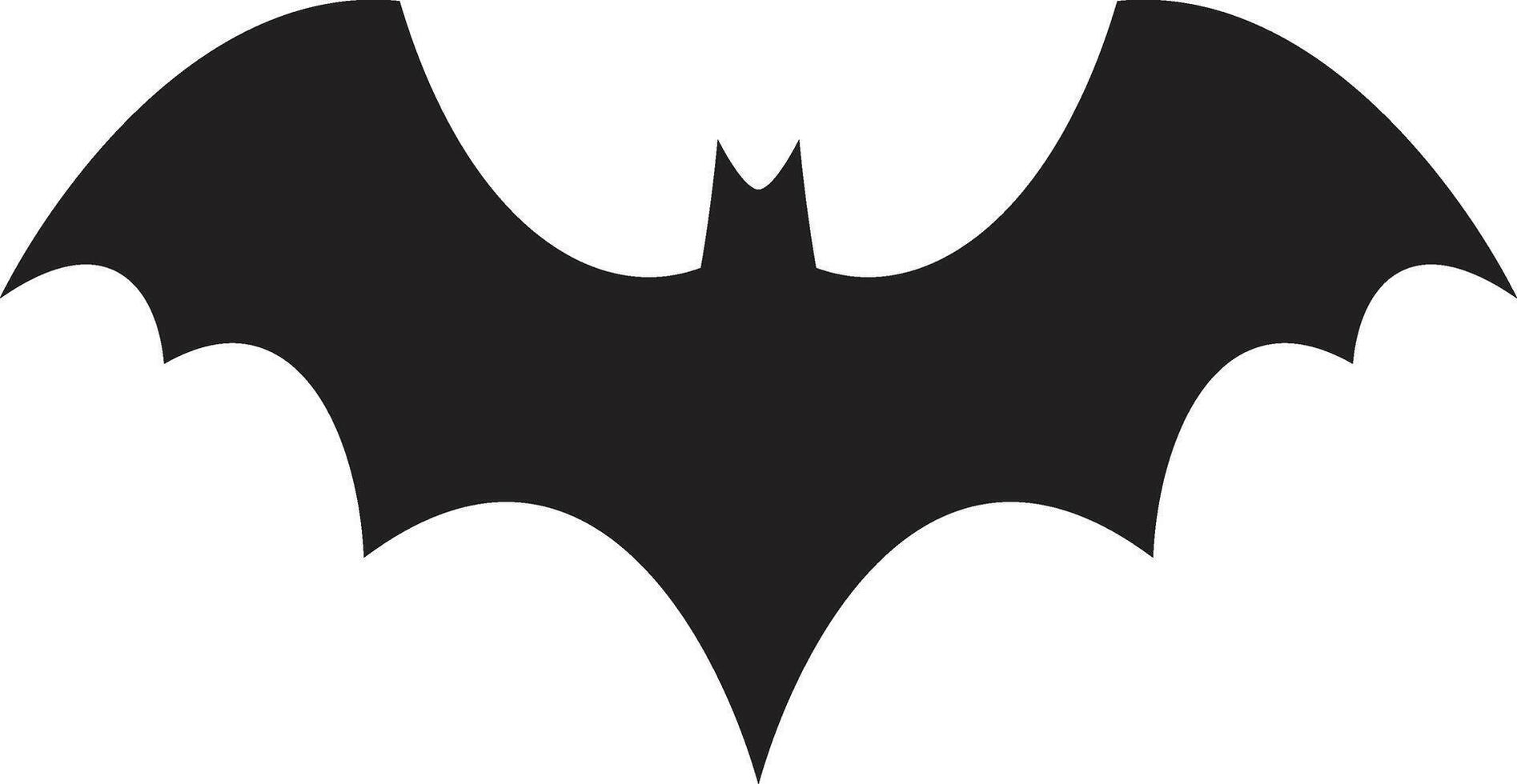 Stylized black bat silhouette with outstretched wings creates a striking image against a clean white backdrop, perfect for halloween or spooky designs vector
