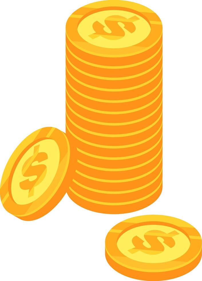 Shiny gold coins with dollar symbol on top symbolize increasing wealth and financial success, emphasizing importance of planning and smart decisions for prosperity vector