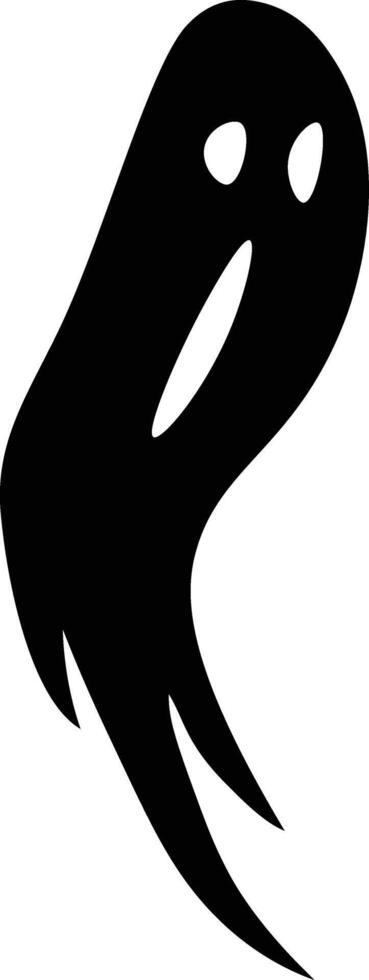 Minimalist illustration of a black ghost silhouette floating with a wispy tail, creating a spooky and mysterious atmosphere perfect for halloween projects vector