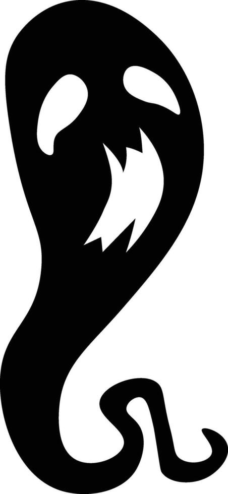 Spooky black ghost silhouette with a sinister grin floats mysteriously, perfect for halloween decorations and designs. Ideal for parties and costumes, adding horror and mystery to your projects vector