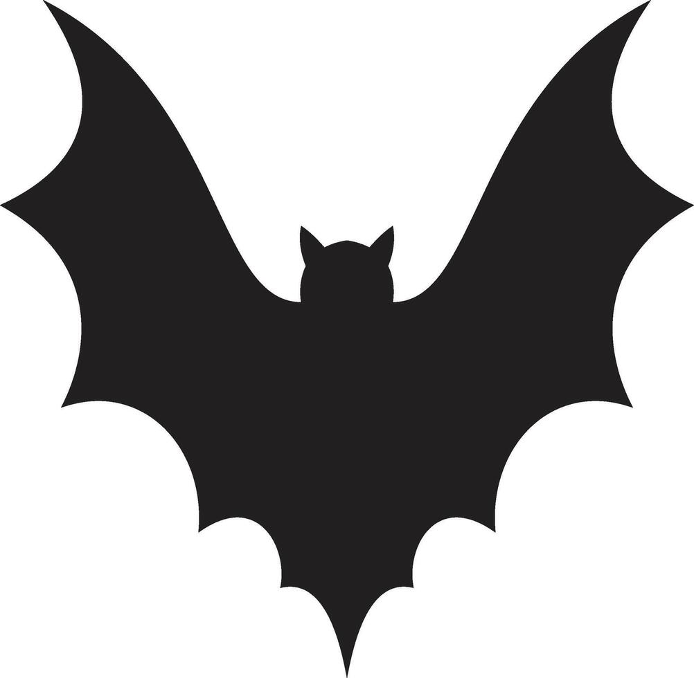 Stylized illustration of a black bat silhouette flying with its wings wide open, creating a spooky and mysterious atmosphere perfect for halloween projects vector