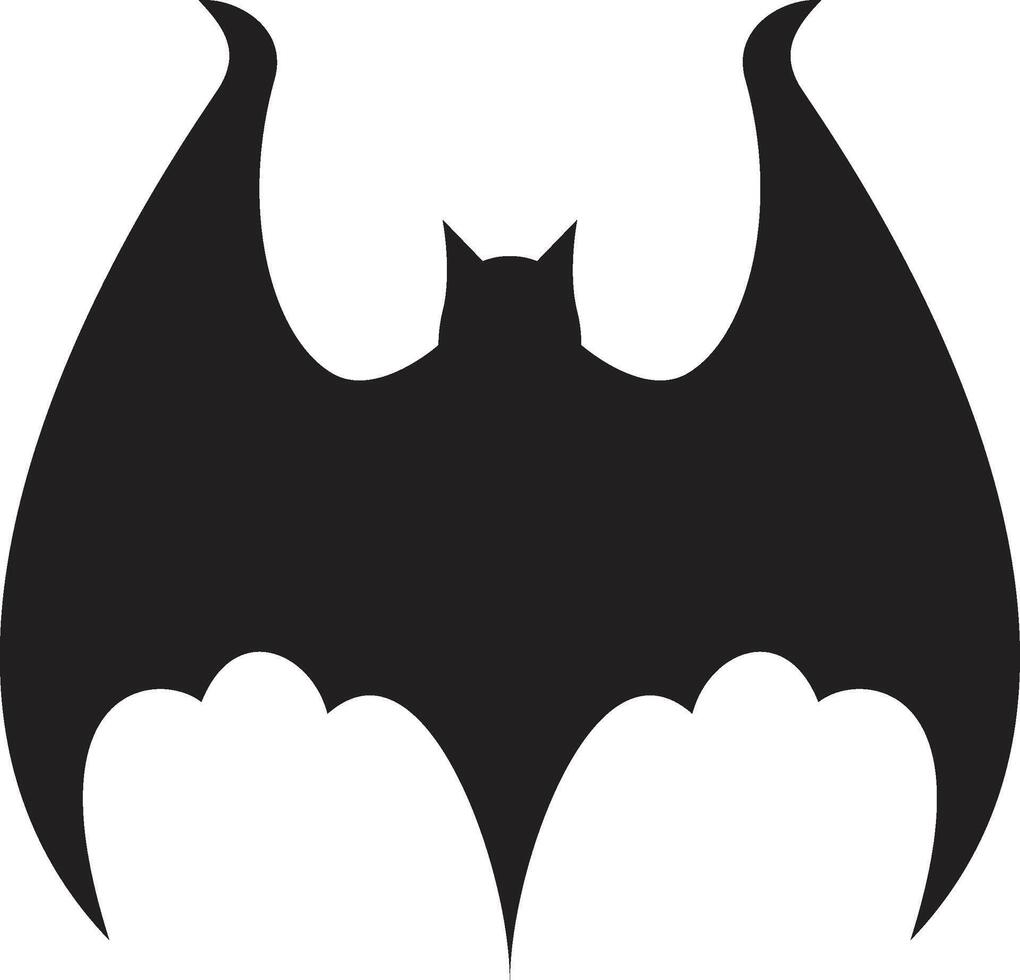 Stylized silhouette of a bat spreading its wings, creating a dramatic and ominous presence, perfect for halloween or spooky designs vector