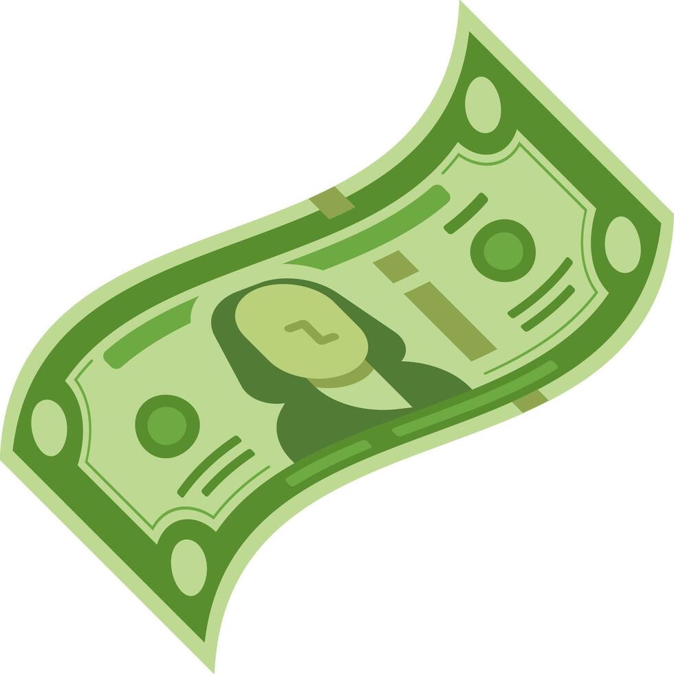 Stylized illustration of a one hundred dollar bill is waving gently against a clean white backdrop, creating a dynamic visual representation of currency and finance vector