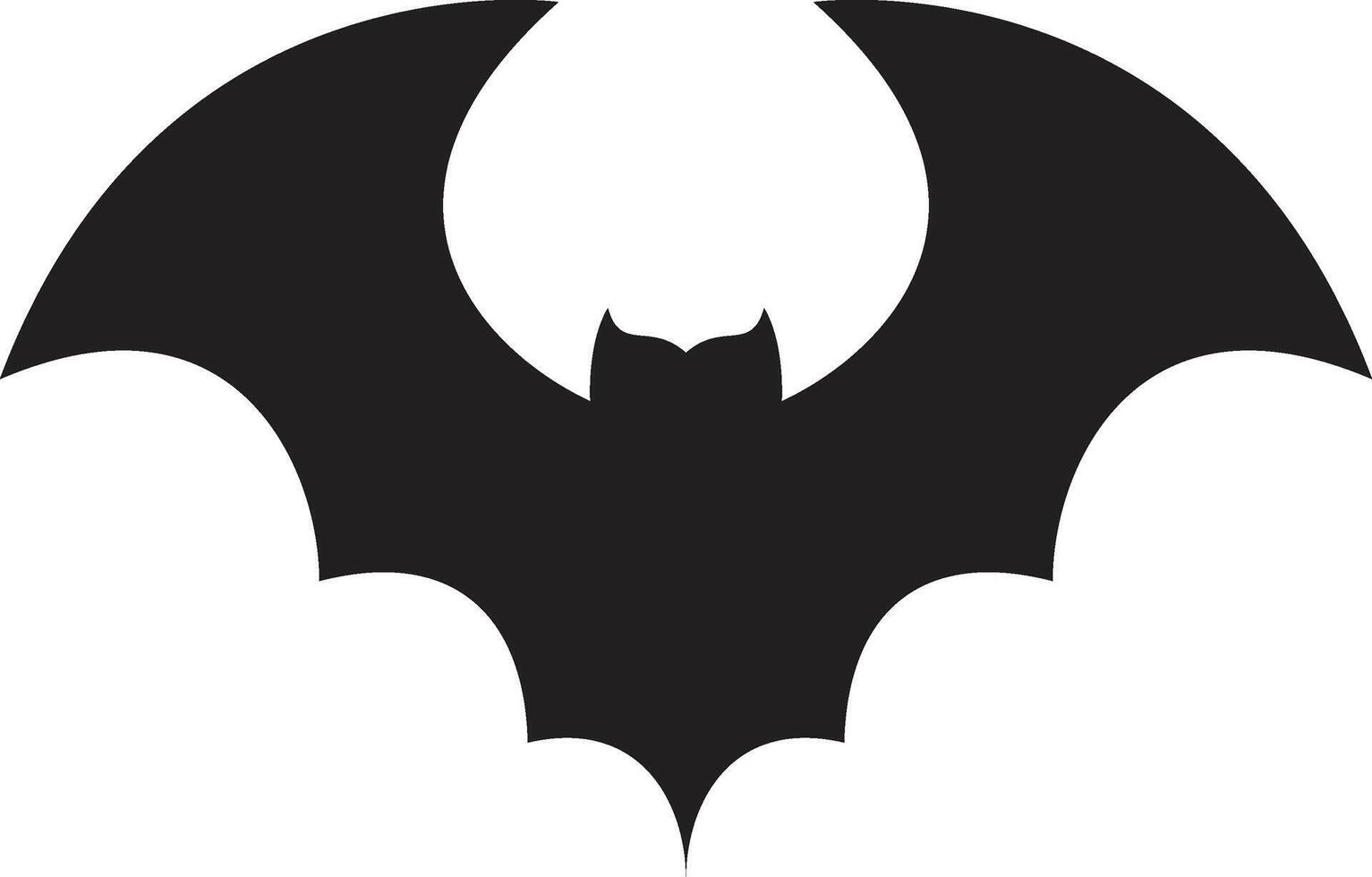 Stylized black bat silhouette spreading its wings, creating a dramatic and ominous presence against a clean white backdrop, perfect for halloween or spooky themed projects vector