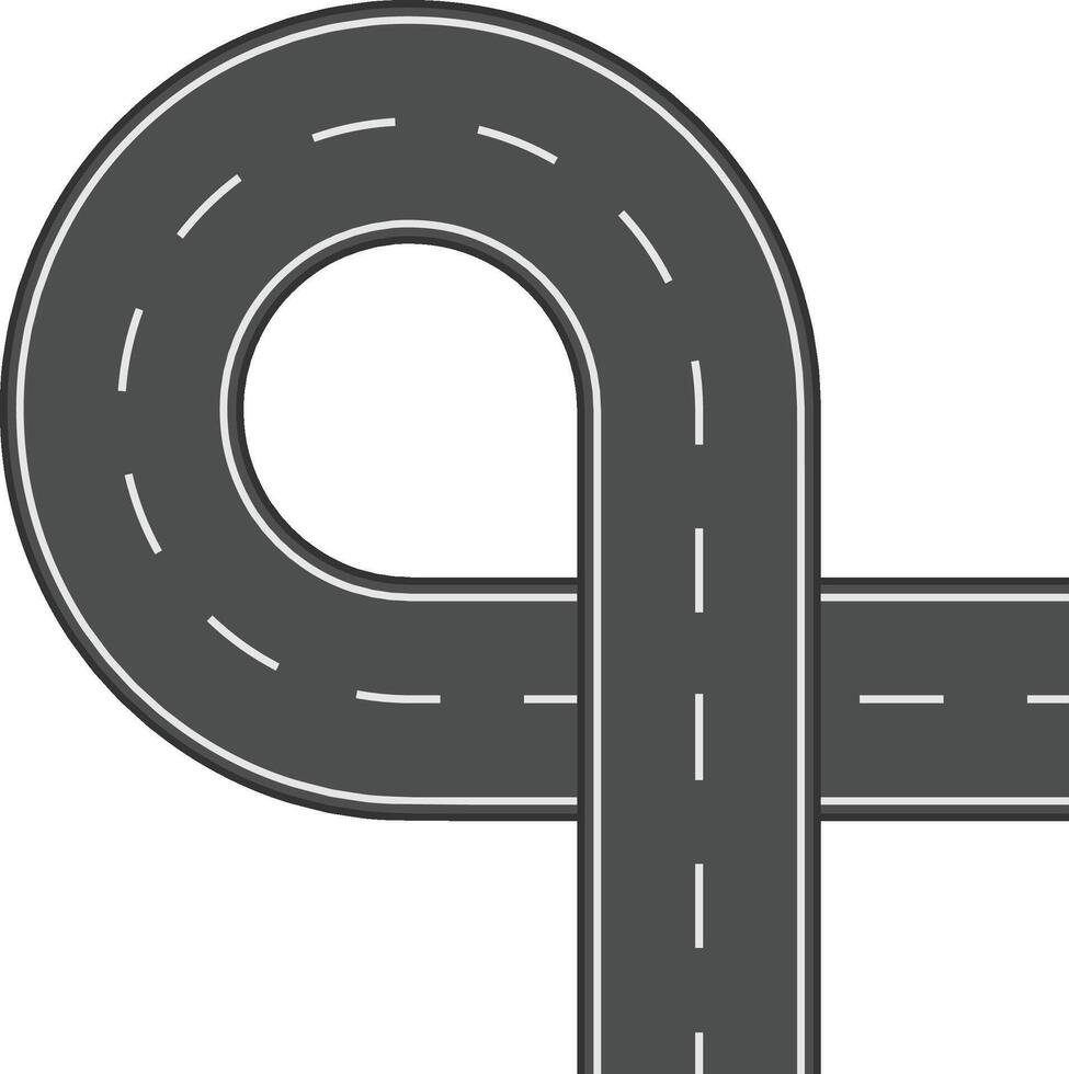 Winding road making a loop over a straight road, creating a visually interesting intersection against a clean white background vector