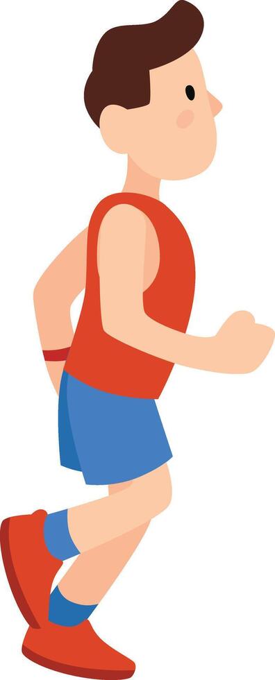 Young man in athletic attire is depicted running, emphasizing the importance of physical activity for a healthy lifestyle vector