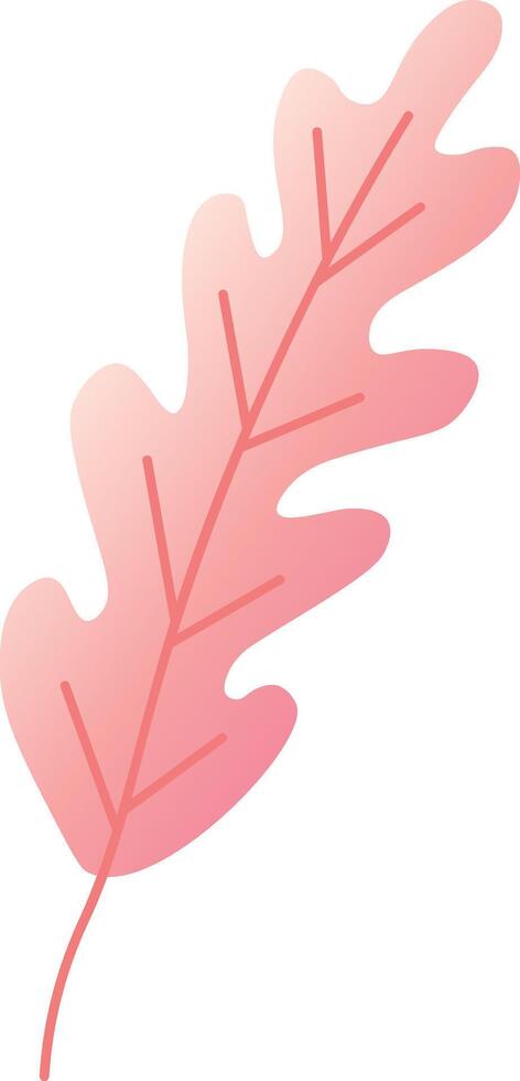 Minimalist illustration featuring a stylized pink oak leaf with gradient colors, isolated on a white background, ideal for nature themed designs vector