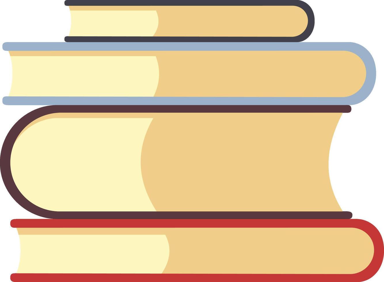 Neat stack of four vibrant books symbolizes learning, knowledge, and education, with colorful spines and covers evoking wisdom and growth vector