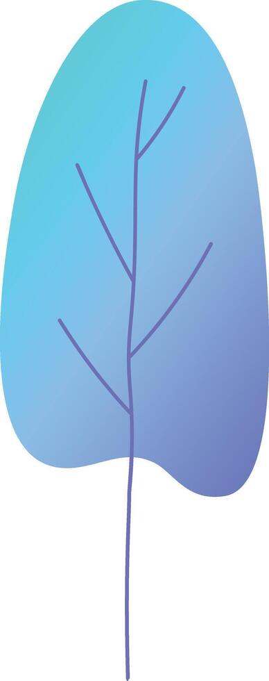 Stylized image of a leaf featuring shades of blue and purple, symbolizing nature, growth, and environmental concepts, perfect for projects related to ecology, sustainability, and natural beauty vector