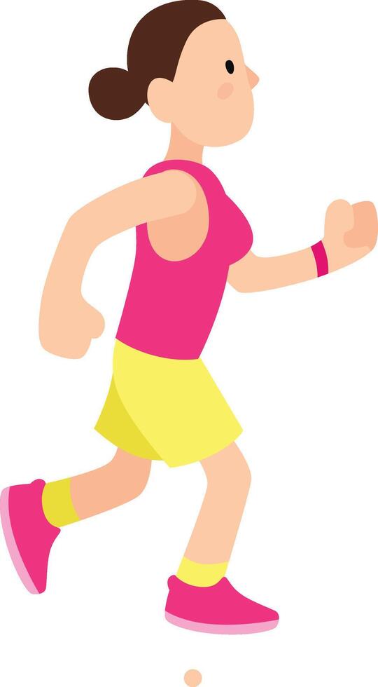 Female athlete is jogging, embodying the spirit of fitness and representing the benefits of regular exercise for overall well being vector