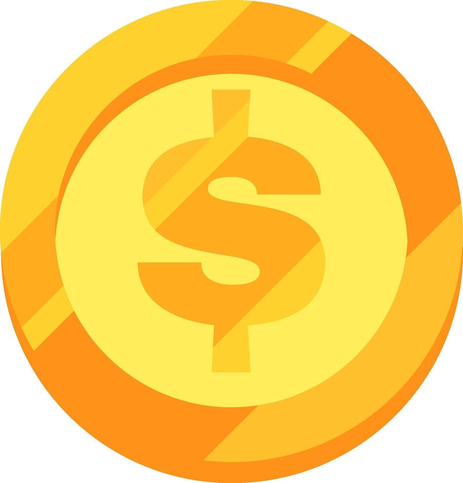 Large golden coin displaying dollar symbol represents prosperity, investment, and financial success in business and economic growth vector