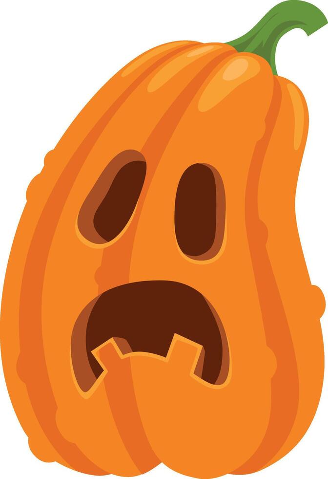 Carved pumpkin with a screaming face expressing fear and terror, perfect for halloween decorations and spooky celebrations, isolated on a white background vector