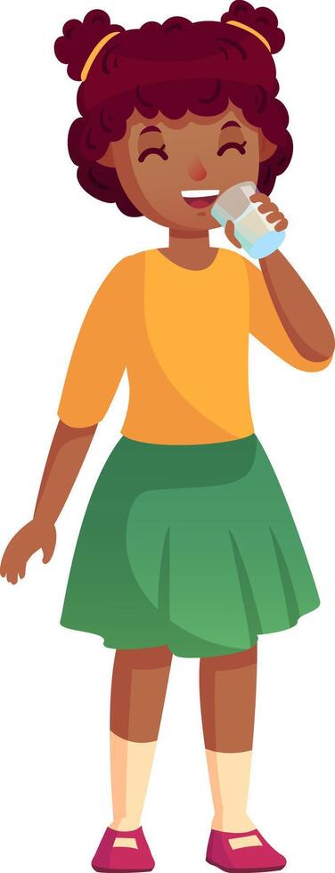 Smiling child enjoys a glass of water, promoting healthy habits and wellbeing vector