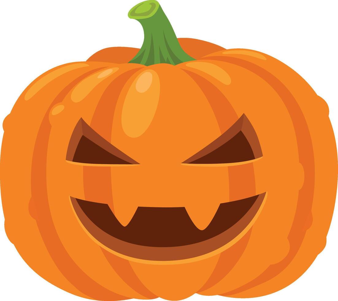 Halloween pumpkin carving showing a scary face with sharp teeth, celebrating the spooky season with a traditional decoration vector