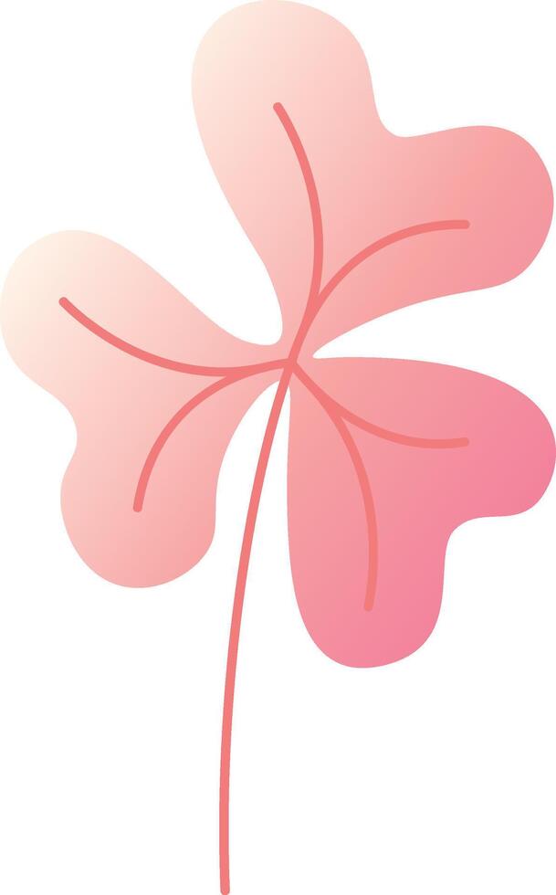 Gradient pink four leaf clover represents luck, prosperity, and positive outcomes, perfect for st. Patrick's day or any occasion celebrating good fortune vector
