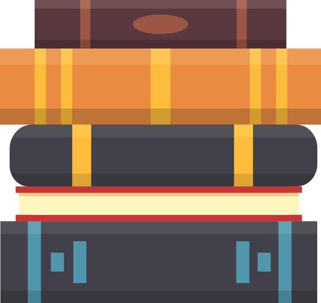 Colorful books stacked, representing learning and knowledge. Various subjects hint at vast literature world. Spines and titles create visually appealing pile vector