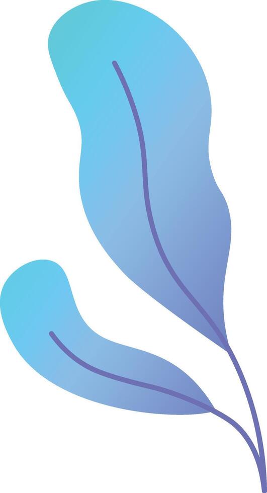 Two blue and cyan leaves with purple veins are growing together on a white background, creating a soothing and natural design vector