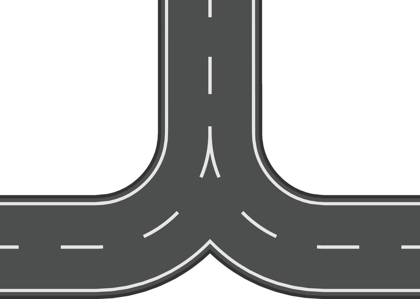 Y shaped highway splits into two routes. Symbolizing choice. White background enhances contrast. Highlighting decision making. Graphic represents choosing a direction. A metaphor for life decisions vector