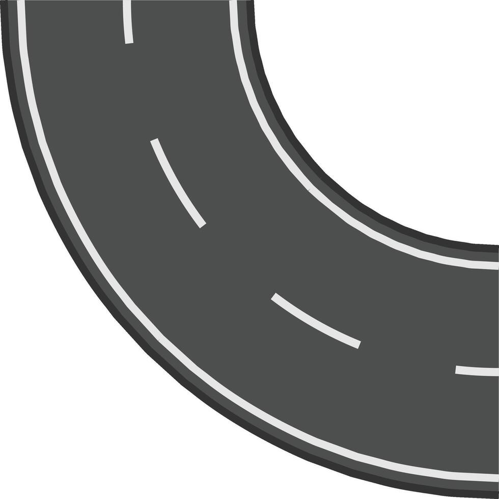 Winding road with white lane dividers creates a sense of journey and direction, symbolizing movement and transportation. Perfect for illustrating travel concepts vector