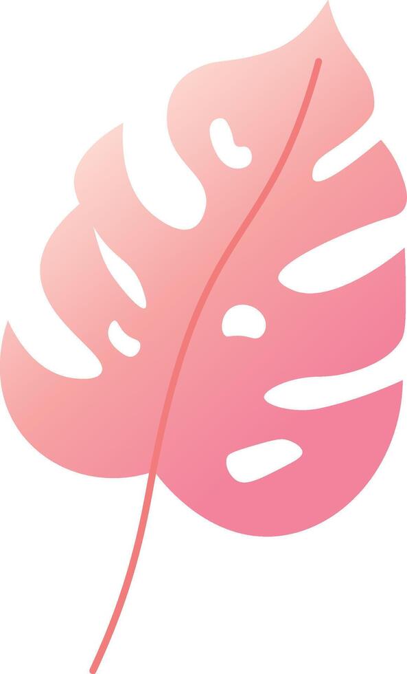 Beautiful tropical monstera leaf with pink gradient colors on a white background. Minimalist, exotic, and natural, perfect for fresh, vibrant designs vector