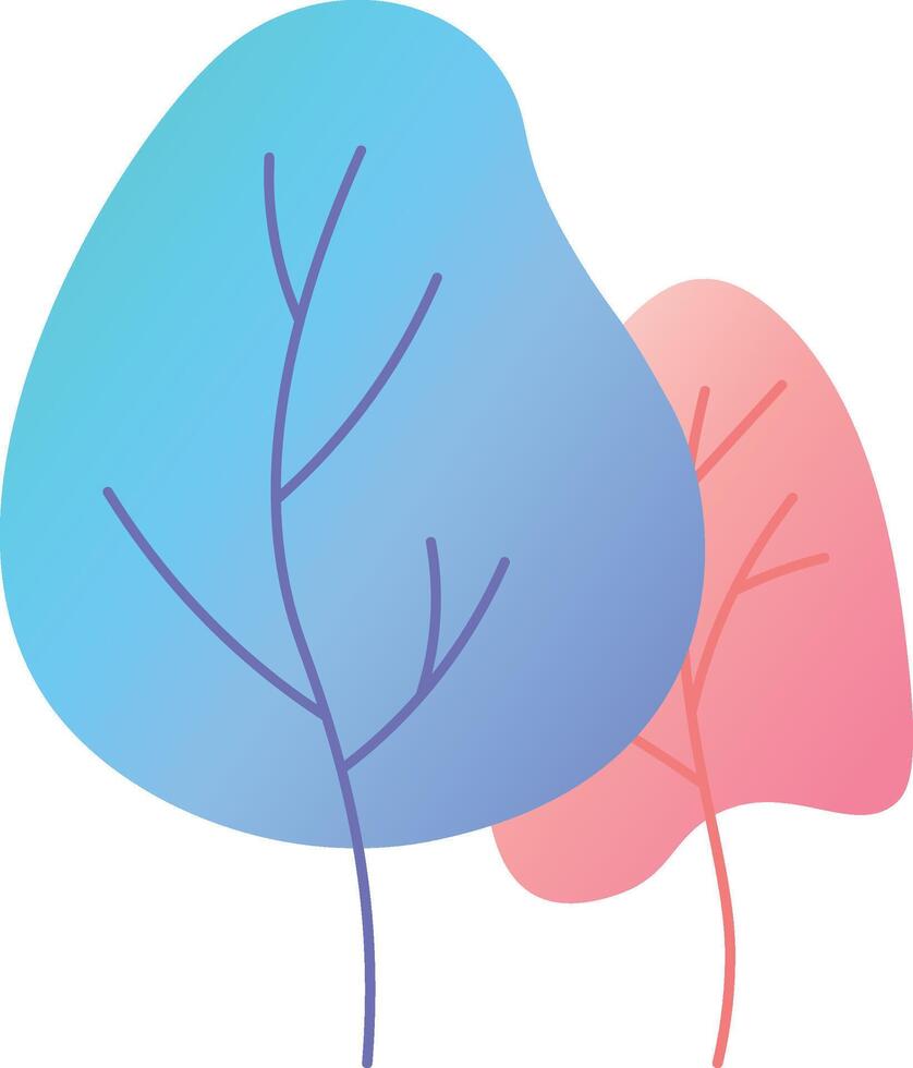 Two stylized trees with vibrant gradient colors, symbolizing environmental conservation, peaceful coexistence, and the beauty of nature vector