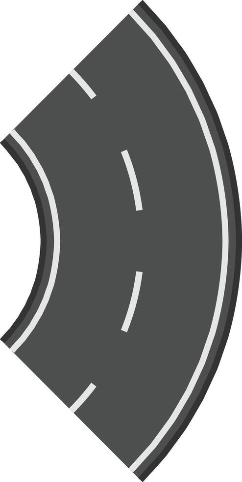 Curved section of asphalt road with white lane markings stretches into the distance, creating a sense of journey and transportation vector
