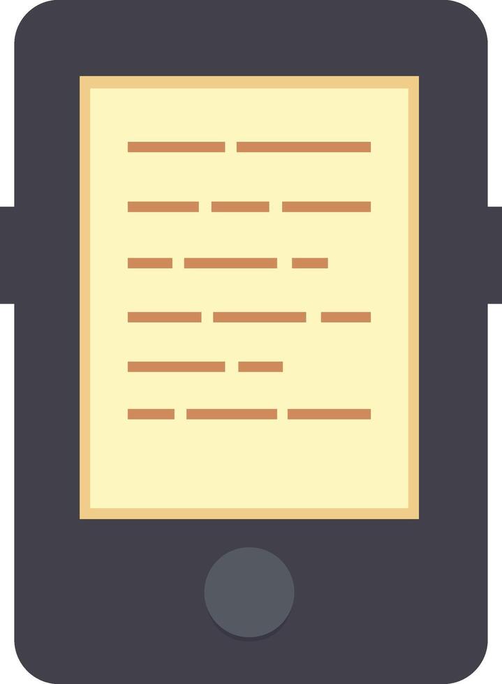 Modern smartphone is displaying lines of text on a yellow background, representing the concept of reading on a mobile device vector