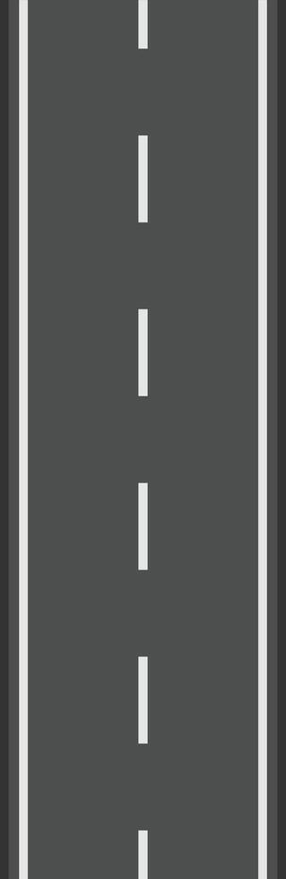 Vertical view of a straight asphalt road disappearing into the distance, featuring white lane markings and a dark gray surface, suggesting a journey or travel concept vector