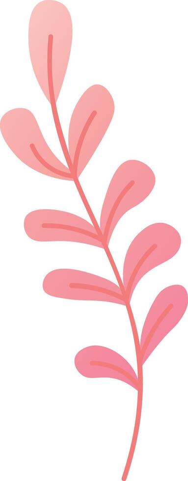 Pink plant branch growing upwards with delicate leaves, creating a visually appealing design element suitable for various projects vector