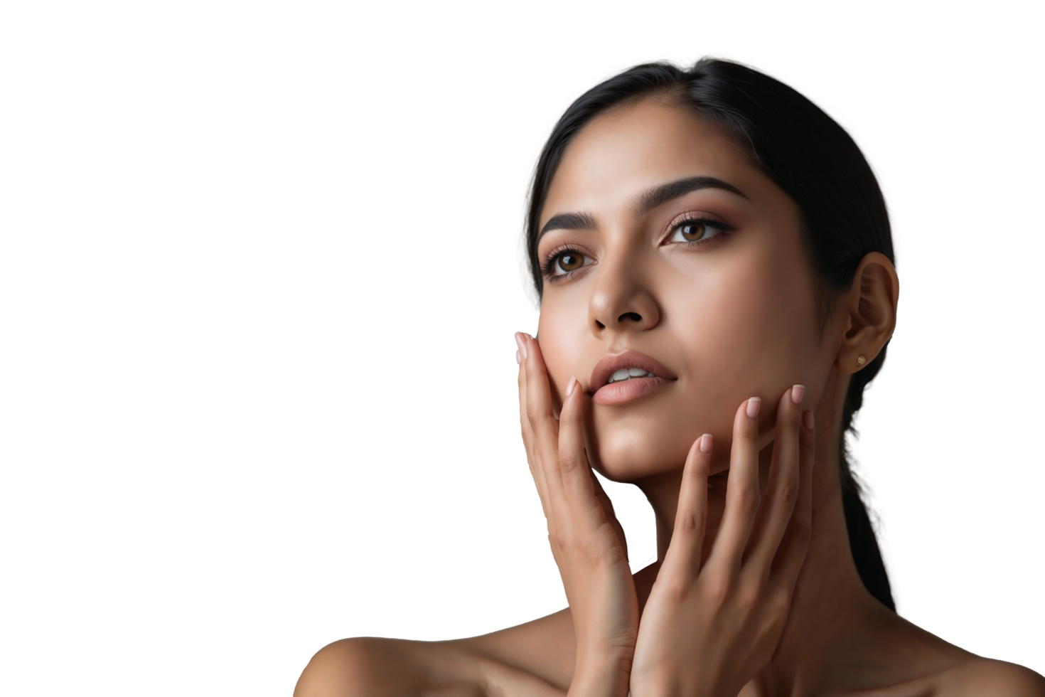 Close-up Portrait of an Indian Woman with Clear Skin and Soft Expression png