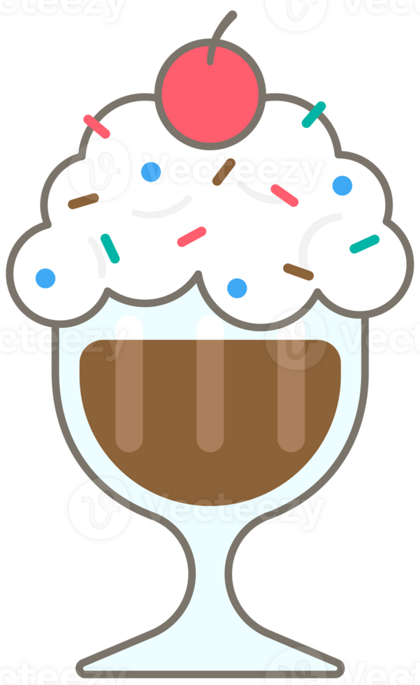 Kid Hand Drawn Cute Fast Food Elements Chocolate Sundae png