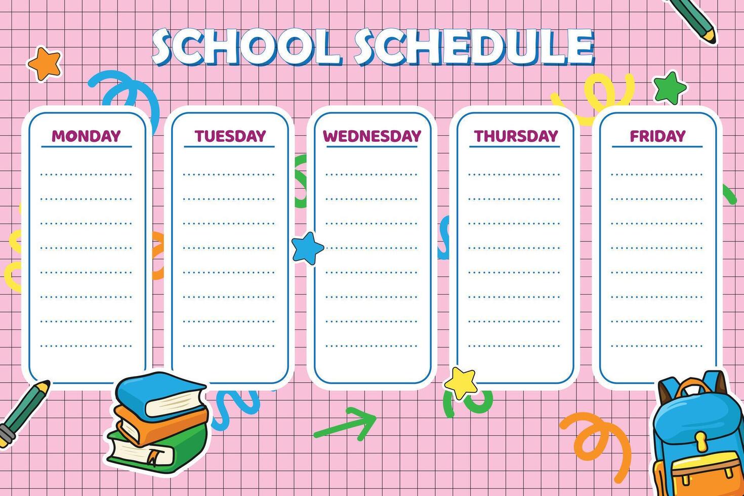 School schedule template vector