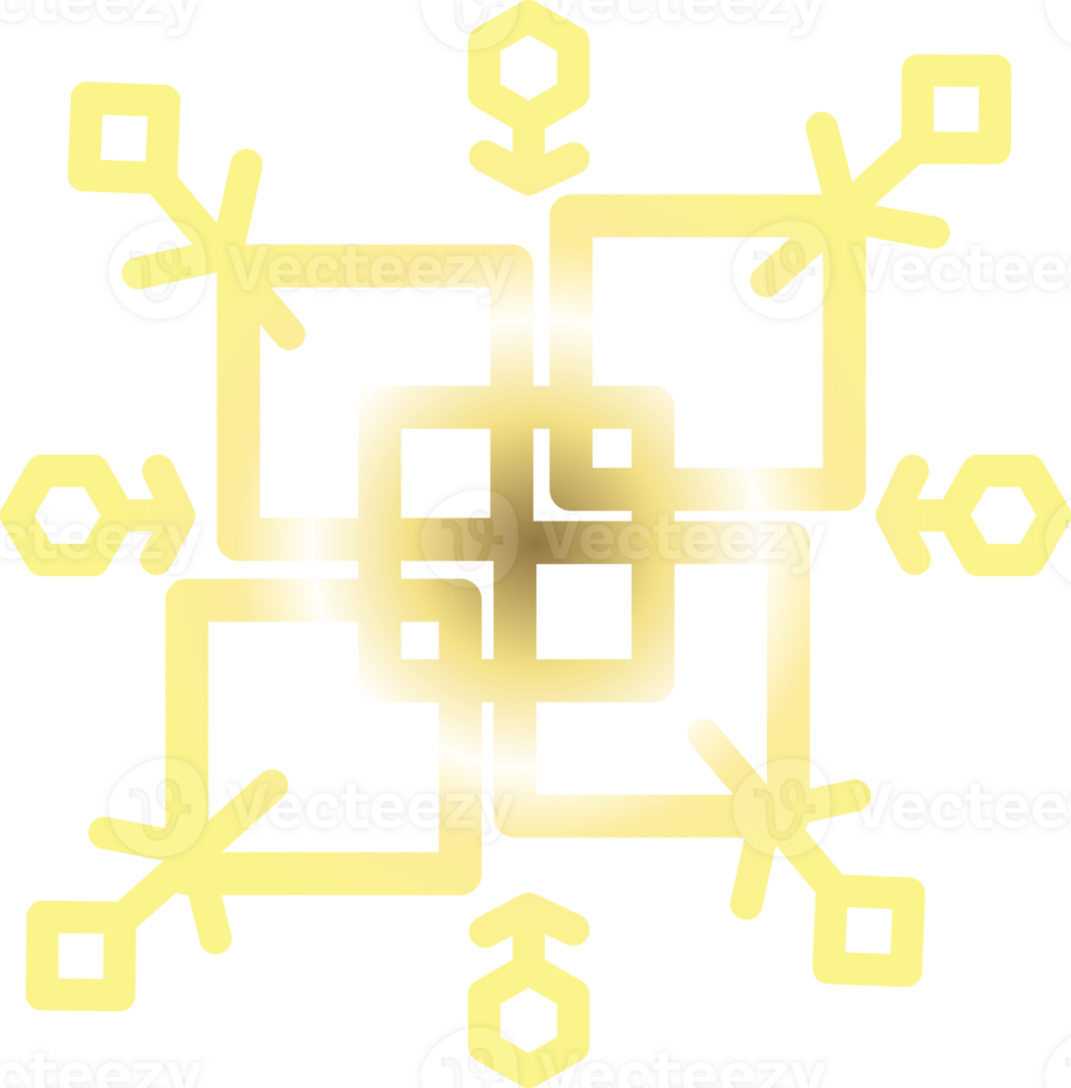 Snowflakes geometry square gold line icon png