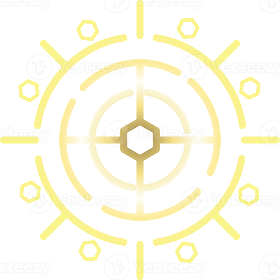 Snowflakes geometry circle gold line icon png