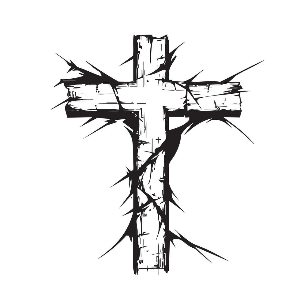 A cross with a crack in it on a white background vector