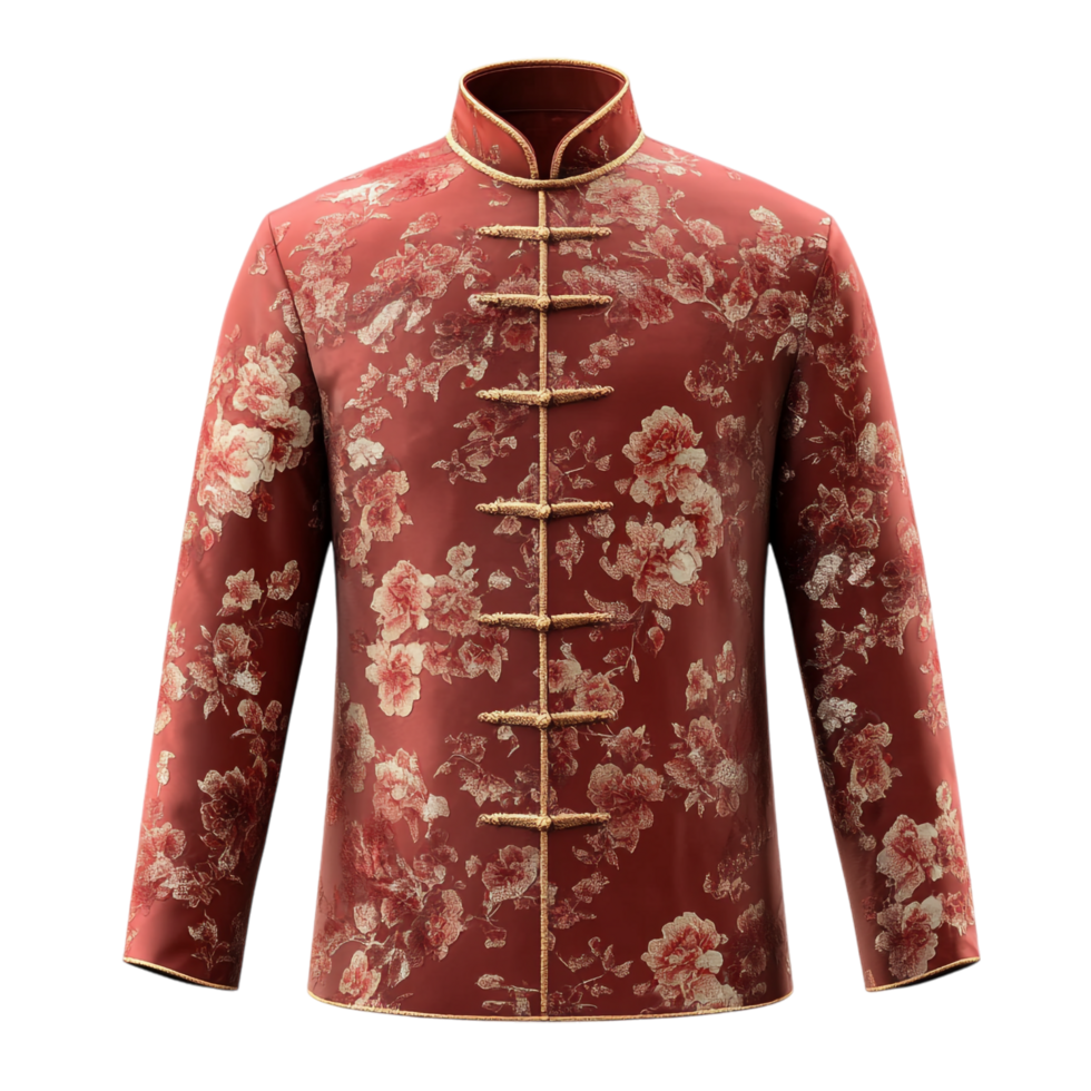 An oriental style jacket with floral print png