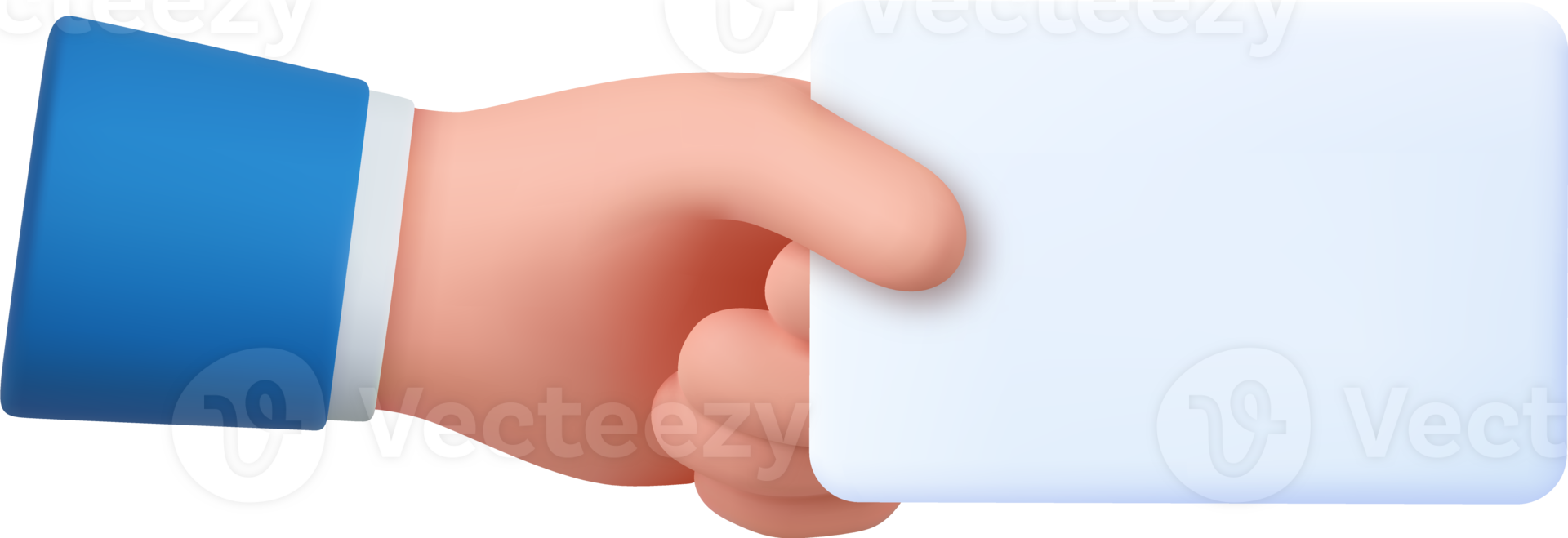 3d hand holds out blank paper label or tag png