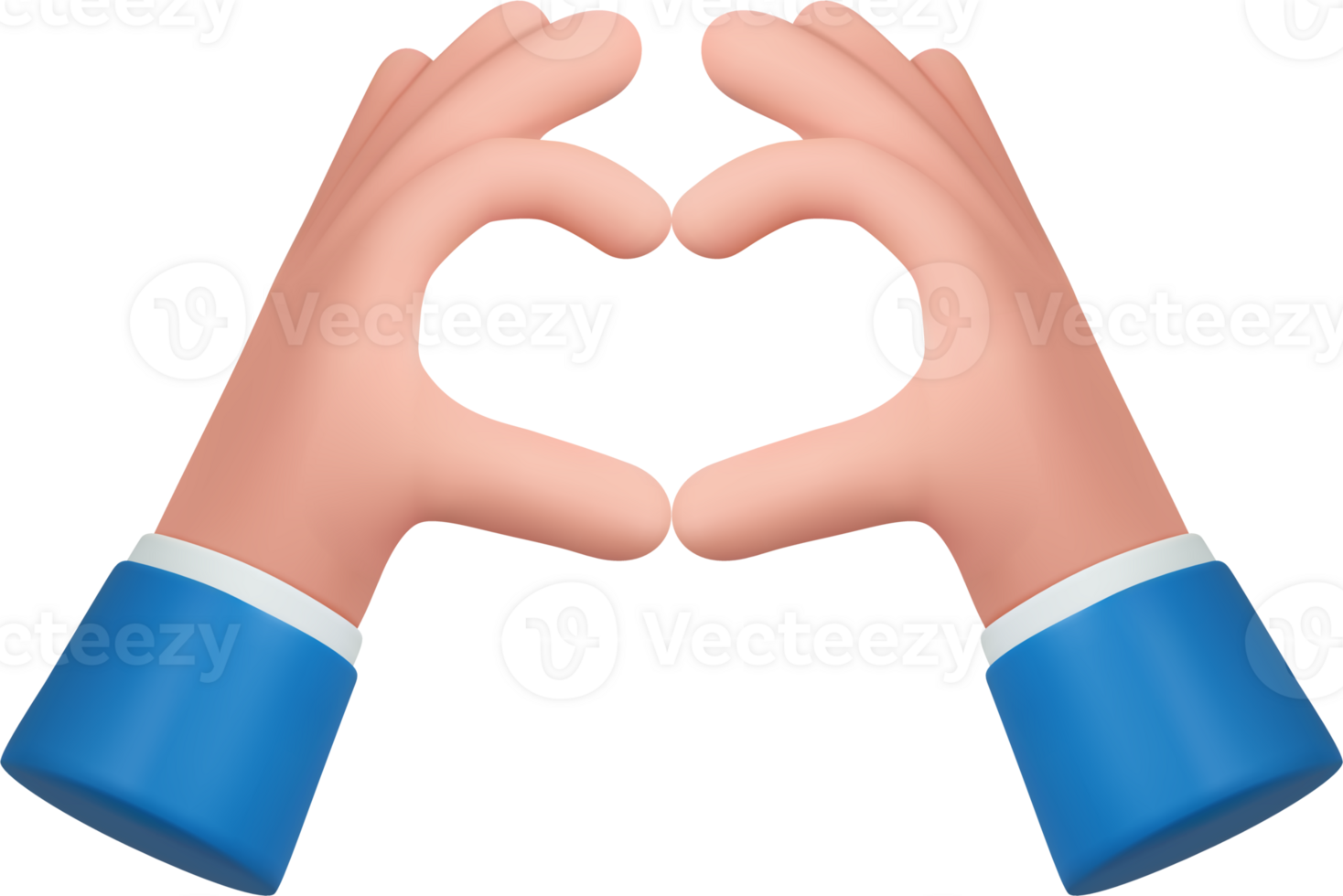 3d hands fold the shape of a heart png