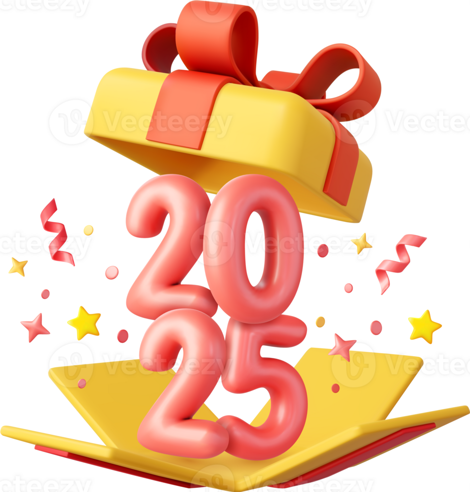 Open gifts box number sign 2025 png