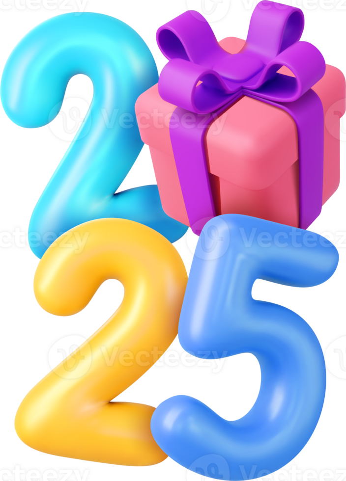 Number with gift box 2025 png