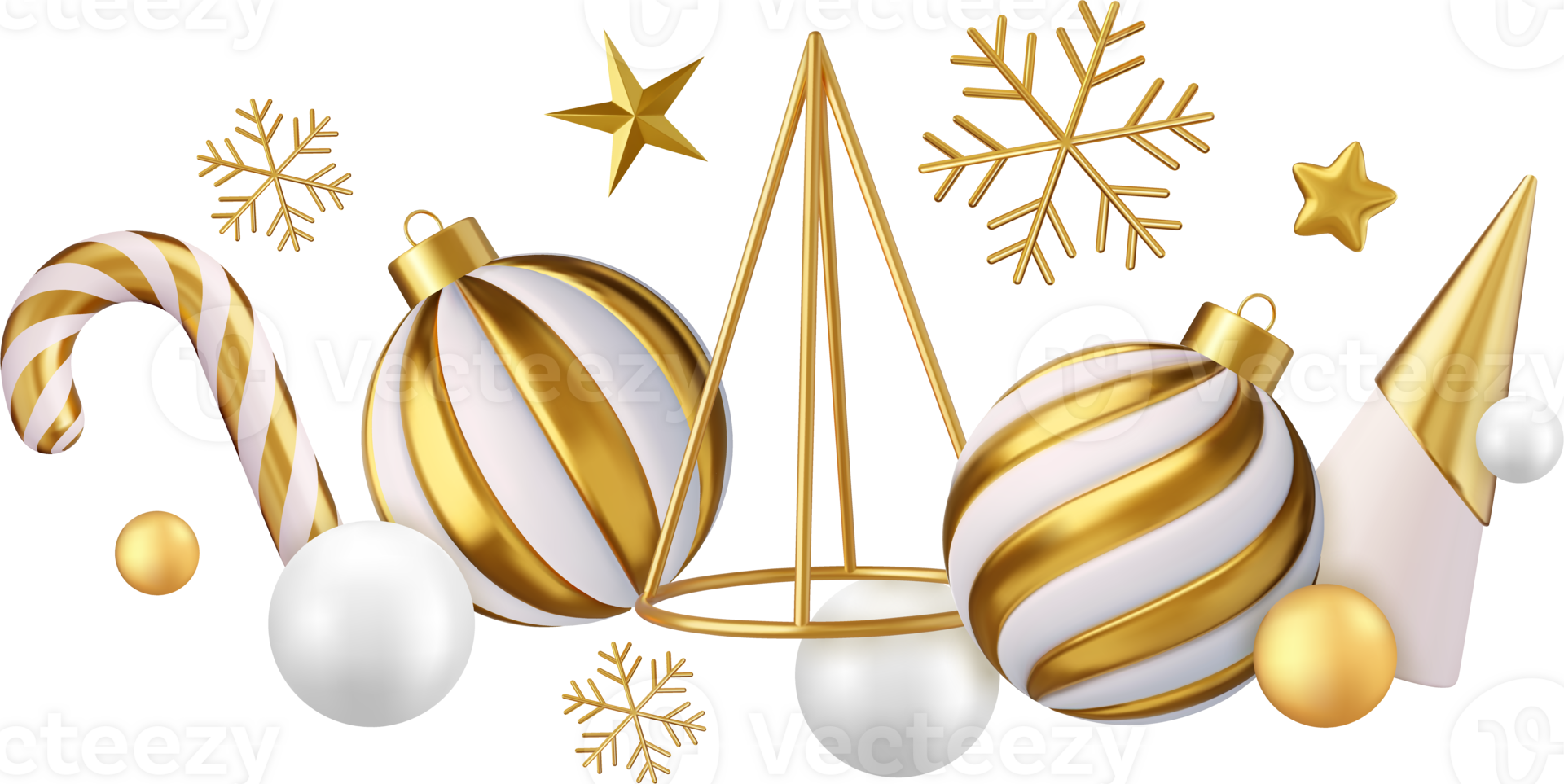 3d Gold and White objects png